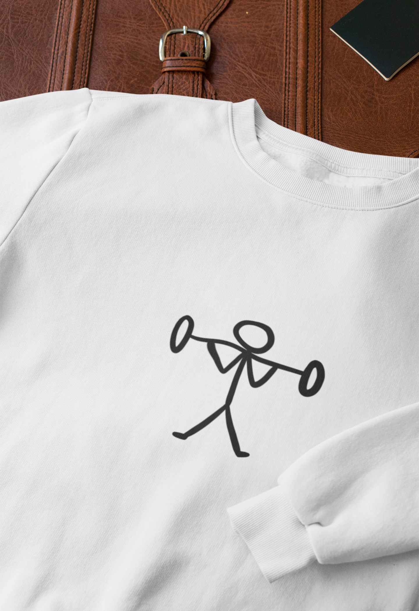 Weight lifter white unisex sweatshirt