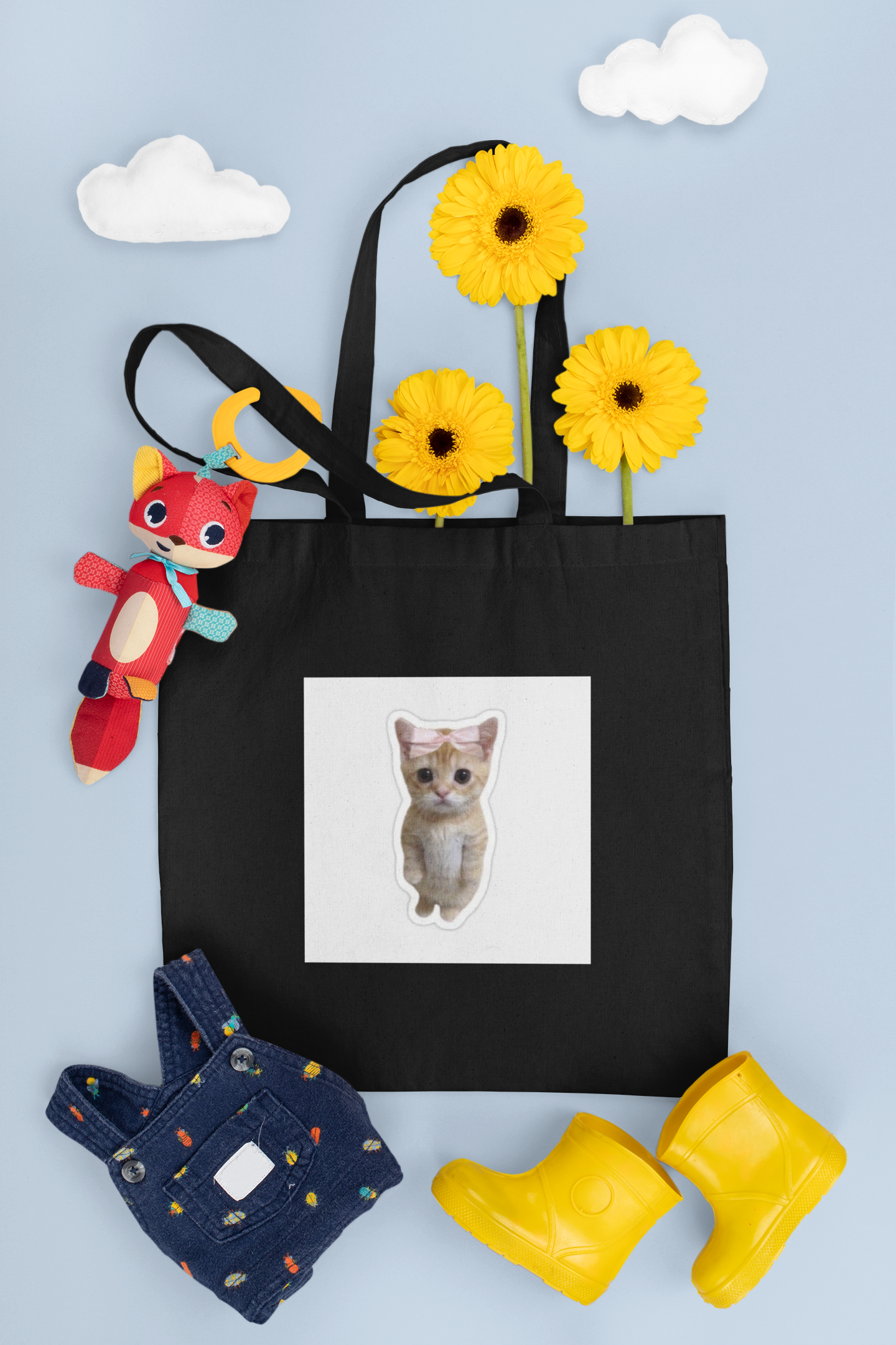 Trending cats emoji tote bags