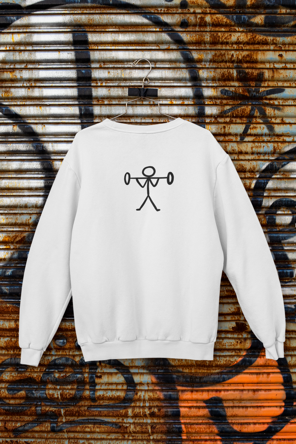 Weight lifter white unisex sweatshirt
