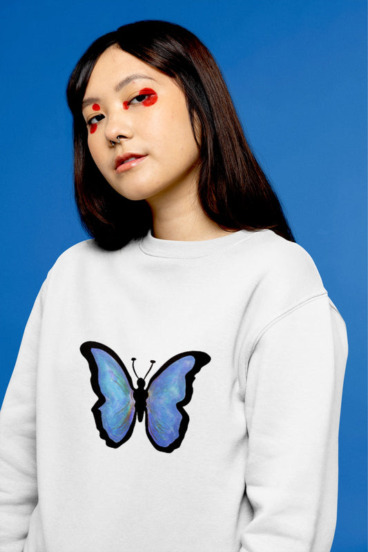 Blue emoji butterfly sweatshirt